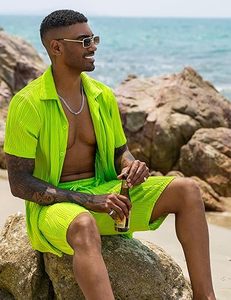 <b>Men</b> <b>Summer</b> Knitted Embroidered 100% Cotton Quick Dry Short Sleeve Custom Logo Joggers Suits Set <b>Shirt</b> and Short Set - Product Image 6