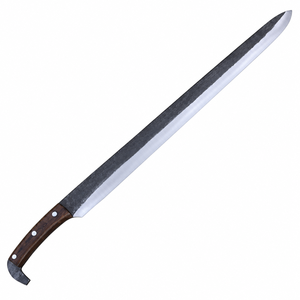Cuchillo de Carnicero de Hoja Larga con Mango de Madera Marrón Oscuro, Hoja de Acero Negra y Plateada para Cortar Carne y Uso en la Cocina - Product Image 1