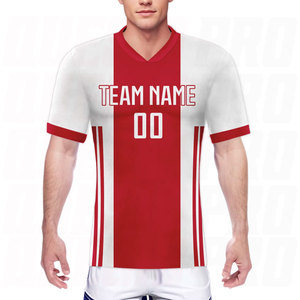 Kit de football personnalisé haut de gamme pour adultes, maillot et short de football rouge et blanc, ensemble personnalisé avec nom et numéro d'équipe, uniformes d'équipe personnalisés - Product Image 4
