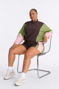 Ensemble coupe-vent colorblock pour femmes, sweat à capuche et short, vêtements de sport légers à fermeture éclair, survêtement 2 pièces, décontracté, pour la course à pied, la gym, le fitness - Product Image 4