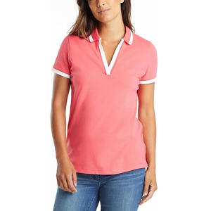 Polo pour femme uni bordeaux à manches courtes en coton respirant, coupe ajustée, élégant, pour le bureau et le quotidien en été - Product Image 4