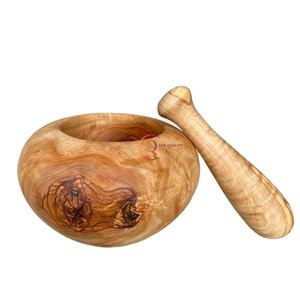 Mortero de madera natural y Maja, trituradora de especias y pimienta, molinillo de hierbas, mortero y Maja de madera de ajo para utensilios de cocina para hierbas y especias - Product Image 6