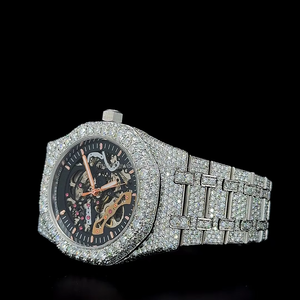 Reloj Hip Hop para hombre de 41 mm con diamantes Moissanite VVS 1 de calidad premium, movimiento automático de cuarzo, esqueleto, en oro blanco. - Product Image 4