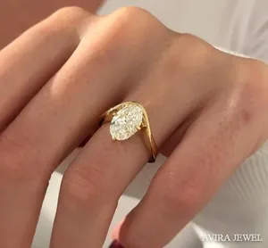 Anillo de Compromiso Avira Jewels con Moissanita de 1CT, Corte Ovalado, Claridad VVS1/VS1, Plata, Blanco/Amarillo/Oro Rosa, para Mujer, Boda, Novia - Product Image 2
