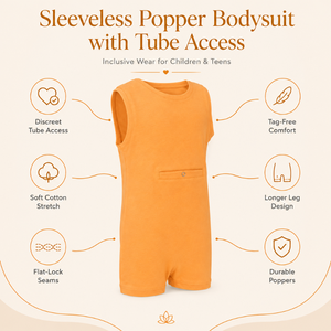 Combinaison tube couleur moutarde orange |   Combinaison adaptative sans manches en coton extensible avec fermeture éclair pour enfants, à jambes longues, facile à enfiler, tenue sensorielle - Product Image 5