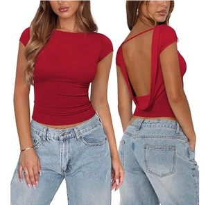 Camiseta deportiva sin mangas para mujer, sexy, con espalda descubierta, para yoga, gimnasio, entrenamiento, fitness, secado rápido, atlética, para correr, blusa hueca. - Product Image 5