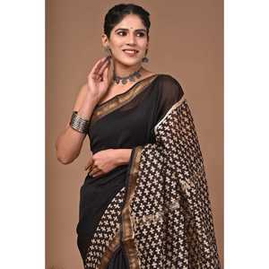 Sari en soie MAHESWARI, style long, élégant et luxueux - Product Image 1