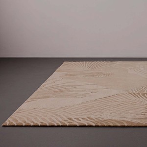Tapis de luxe beige de designer, moderne, abstrait, tufté à la main, motif contemporain pour salon, chambre, décoration intérieure, accent de style - Product Image 3
