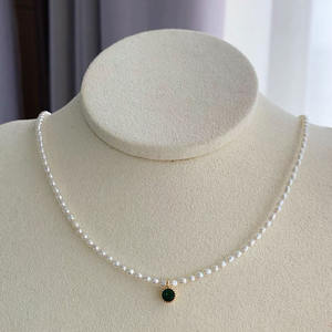 Collier en argent S925 avec perles de Zhuji, fermoir papillon Fritillaire, perles d'eau douce non-cœur de 7-8 mm, chaîne courte - Product Image 2