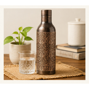 Botella de Agua Artesanal de Cobre Puro con Acabado Antiguo para Bienestar y Regalos, Vajilla Metálica Ecológica al por Mayor - Product Image 2