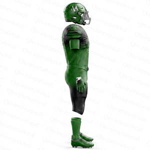 Uniformes de Fútbol Americano Personalizados al por Mayor, Conjunto de Jersey y Pantalones Sublimados en Verde y Negro, Fabricante al por Mayor - Product Image 5