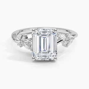 Bague BOJ 0149 en argent 925, taille émeraude, sertissage grappe à griffes, solitaire en moissanite 2 carats couleur D VVS1, certifiée GRA, en promotion - Product Image 1