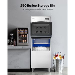 Macchina per il Ghiaccio Commerciale in Acciaio Inox con Autopulizia, Produzione 450 LBS/24H, Contenitore di Stoccaggio da 250 LBS - Product Image 3