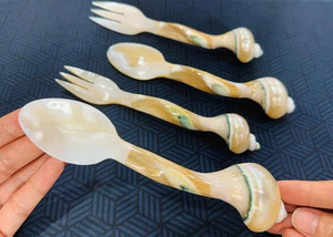Vintage Seashell Teaspoons With Long Handles Mirror Polish Dishwasher Safe For Wedding Use - Product Image 2