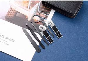 Classic Black Stainless Steel Professional Durable Nail <b>Kit</b> Bag 10-in-1 Nail Clipper Portable <b>Manicure</b> Set Zipper Closure for - Product Image 2