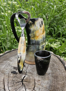 Bestseller Viking Carved Ox Horn <b>Mug</b> with <b>Sheep</b> Horn Bottle Opener for Home Bar or Party Factory Prices - Product Image 2