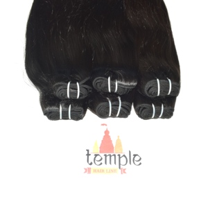 Extensiones de Cabello Natural Negro Ondulado Profundo con Corte Recto, Remy Indio, Doble Trama, Puntas Gruesas, Doble Tejido a Máquina, Densidad Completa - Product Image 3