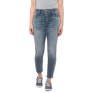 OEM Customized Summer Light Wash High Waist Vintage Dark Blue Women's Loose Straight Leg <b>Button</b> Denim <b>Jeans</b> - Product Image 3