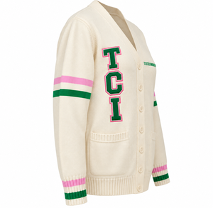   Pulls à col en V de haute qualité avec lettres pour les logos de sororités/fraternités/écoles/collèges/universités, cardigans tricotés - Product Image 3