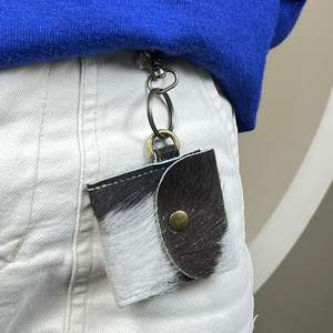 Porte-monnaie en cuir de vachette fait main avec bouton-pression et porte-clés, mini portefeuille en cuir véritable, accessoire de mode, vente chaude - Product Image 4