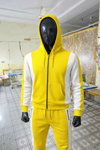 Conjunto Deportivo Amarillo y Blanco de Alta Calidad para Hombre, Sudadera con Cremallera y Pantalones para Correr, Ropa Deportiva Informal, Ropa de Calle, Conjuntos para Gimnasio - Product Image 6