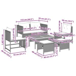 Juego de sofás de jardín de ratán sintético gris y azul marino de 6 piezas - Product Image 4