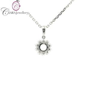 VENTE EN GROS CLASSIQUE SIMPLE HALO 18K AU750 OR BLANC RÉEL NATUREL FORME DE DIAMANT 0.40CT CENTRE FAIT À LA MAIN CHARME PENDENTIF MONTAGE - Product Image 3