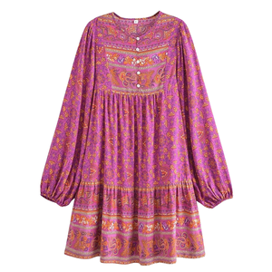 Vestido Mini Estampado para Mujer con Volantes en el Bajo, Vestido de Verano - Product Image 3