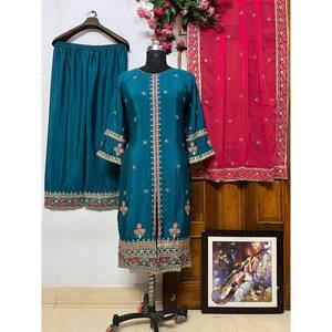 Conjunto de Ropa de Diseño Indio y Pakistaní para Fiestas, Top, Pantalón y Dupatta - Product Image 1