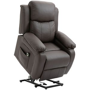 Poltrona Elettrica Robusta e Confortevole in Pelle PU Marrone per Anziani, Facile Controllo Remoto, USB Intelligente per Soggiorno - Product Image 1