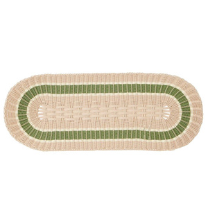 Oval Handwoven Rattan Placemat Natural Green <b>Table</b> <b>Runner</b> Style Woven Mat Eco Friendly <b>Dining</b> <b>Table</b> Decor Handmade Kitchen - Product Image 3
