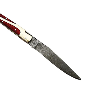 Couteau de survie unique en acier Damas, fait main, avec bouton poussoir, personnalisable OEM (smf32) - Product Image 1