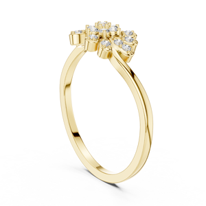 Bague en or jaune avec grappe florale et accents de diamants de laboratoire, élégante bague de promesse à motif floral pour femme - Product Image 2