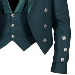 Chaqueta Tradicional Escocesa de Lana Verde para Hombre, Estilo Príncipe Charlie, con 3 Botones, Hecha a Mano, Venta al Por Mayor - Product Image 3