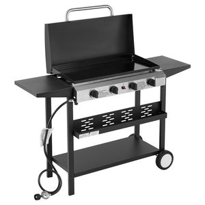 Griglia a Gas a 4 Bruciatori con Piano Piatto da 29 Pollici, Piastra a Propano con Ruote e Coperchio, 28000 BTU, per Esterni, Pentole e Padelle - Product Image 1