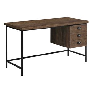 Scrivania Moderna Contemporanea da 55 Pollici per Ufficio Domestico, Laminato Marrone con Cassetti in Metallo Nero - Product Image 2
