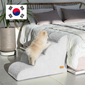 Escaleras para Mascotas [AllmioPet] con Soporte para Articulaciones, 4 Peldaños, Gris AMP 4 GR, Escalones para Perros y Gatos Pequeños, Antideslizantes, de Espuma de Alta Densidad - Product Image 1