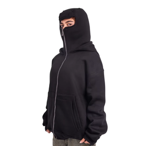Sweat à capuche cagoule pour homme OEM, streetwear d'hiver, 550 g/m², 100 % coton, coupe oversize, avec appliqué, personnalisable, vierge - Product Image 1