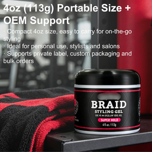 Private Label 4oz Super Hold <b>Braid</b> Styling Gel <b>Long</b> Lasting Frizz-Free Edge Tamer for Strong Hold Curly Hair - Product Image 4