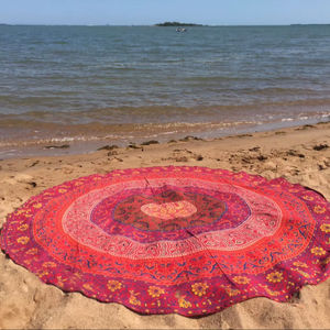 Vintage indio Hippie playa pared colgante redondo Mandala arte decorativo impreso patrón gitano Yoga tapiz para Picnic y playa - Product Image 1