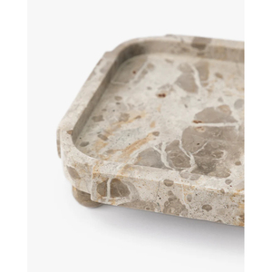 Vintage <b>White</b> Marble Serving Tray with Elegant Curve Edge & <b>Corner</b> Modern Decorative Platter for Wedding Kitchen Decor Supplies - Product Image 3