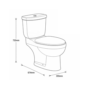 Inodoro de Dos Piezas con Taza Alargada, Descarga por Gravedad, Montaje en Suelo, Cerámica, Diseño Contemporáneo, S-Trap, Ecológico, Fácil de Limpiar - Product Image 4