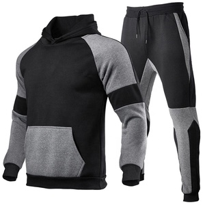 Pull-over à capuche personnalisé pour hommes, survêtements de jogging en molleton uni, deux 2 pièces, ensemble pantalon et sweat à capuche unisexe - Product Image 2