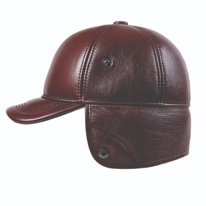 Casquette de baseball en cuir marron réglable avec fermeture snapback, style streetwear décontracté, avec cache-oreilles, respirante, imperméable, pour l'hiver et l'été, logo personnalisé - Product Image 2