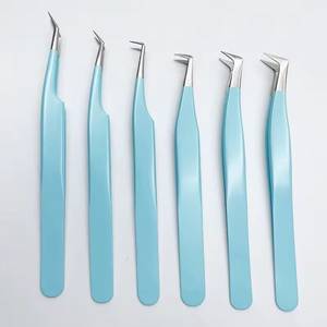 Juego de Pinzas Quirúrgicas para Pestañas Morje, 6 Piezas, Acero Inoxidable, Herramientas de Precisión, Puntas Dentadas, 10 mm de Longitud, Estuche con Cierre Azul - Product Image 6