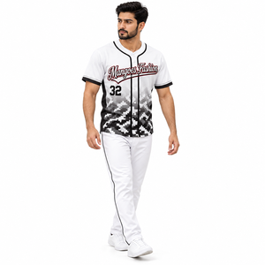Maillot de baseball Mangoes Fashion pour homme, manches courtes, boutons sur le devant, imprimé camouflage, 100% polyester, respirant, vêtements de sport - Product Image 4