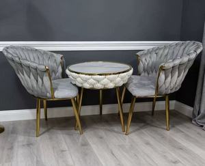Luxury Slab Meeting <b>Table</b> and Chair Set - Round <b>Nail</b> Salon Sales Reception and Meeting <b>Table</b> - Product Image 2