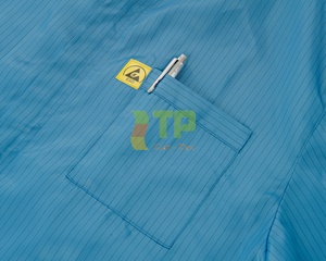 Combinaison antistatique en polyester pour salle blanche, col en V, vente en gros usine - Product Image 5