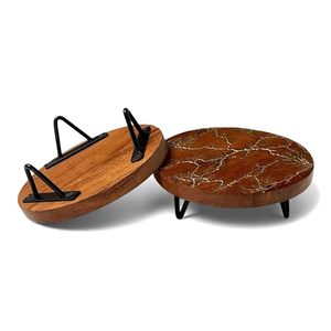 Soporte Redondo de Madera para Tartas, Pedestal Rústico para Exhibición de Postres, Soporte para Servir Repostería para Mesa de Fiesta, Modelo Aqudus Saleem Aq116 - Product Image 6