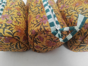 Sacs à maquillage en coton durable à rayures vertes et motifs floraux imprimés, pochettes indiennes, trousse de toilette de voyage, organiseur de cosmétiques - Product Image 5